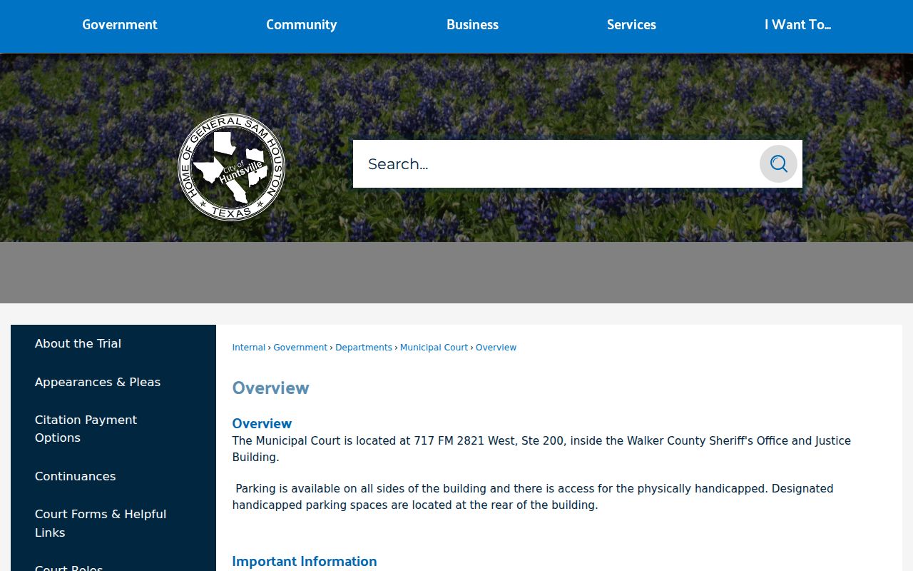 Huntsville Municipal Court access for local criminal history and citation records