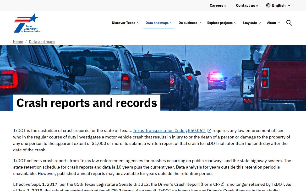 Riverside criminal record search route for official Texas crash reports